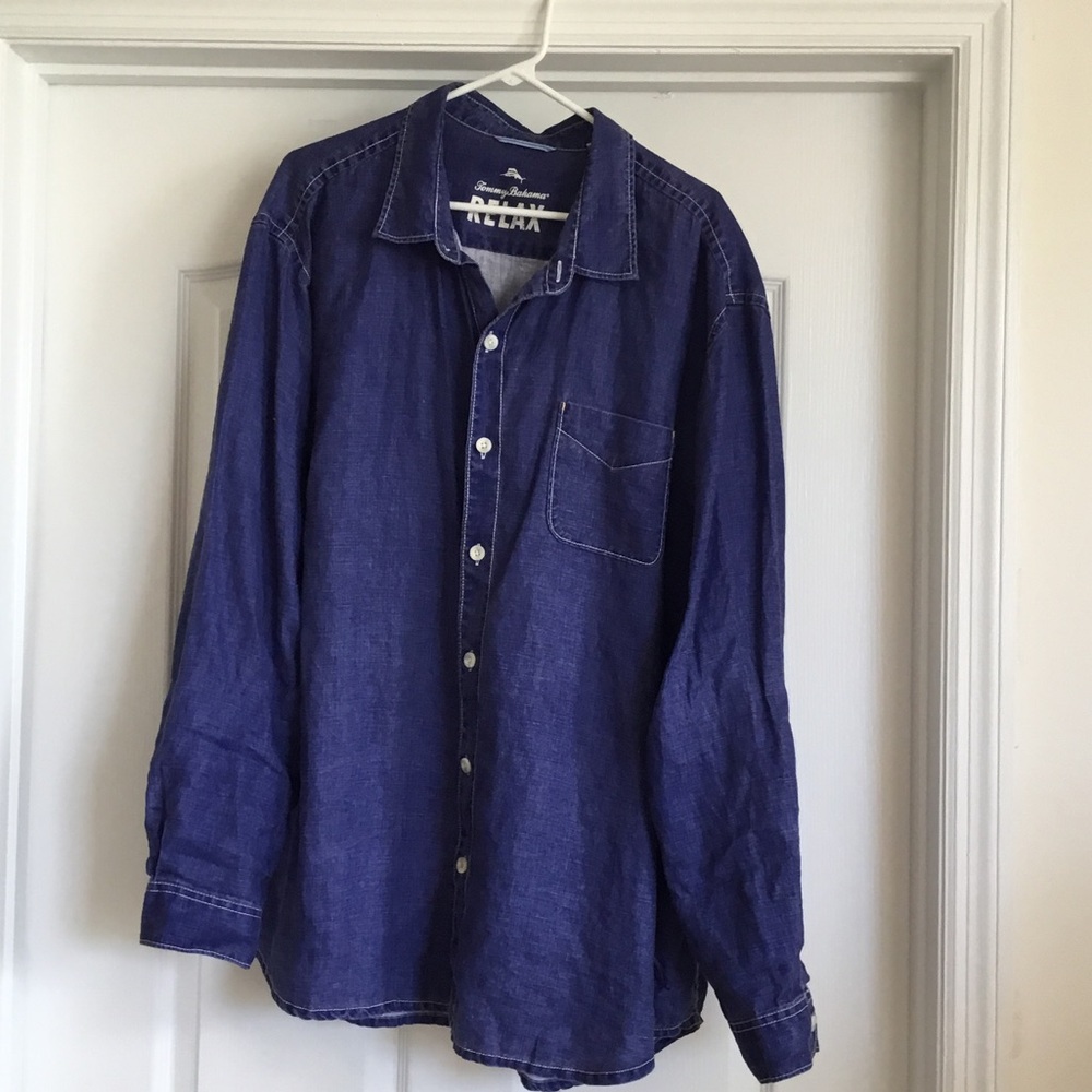 Tommy Bahama Indigo Casual linen chambray Button Down Shirt
